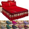1PC Crystal Velvet Bedspread Plush Lace Bed Skirts Thin Comforter Embroidered Bedding with Pillowcases for Queen King Size