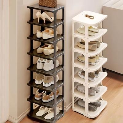 Stackable Vertical Shoe Rack 2-8 Layers Standing Shoe Shelf Shoes Storage Organizer  Living Room