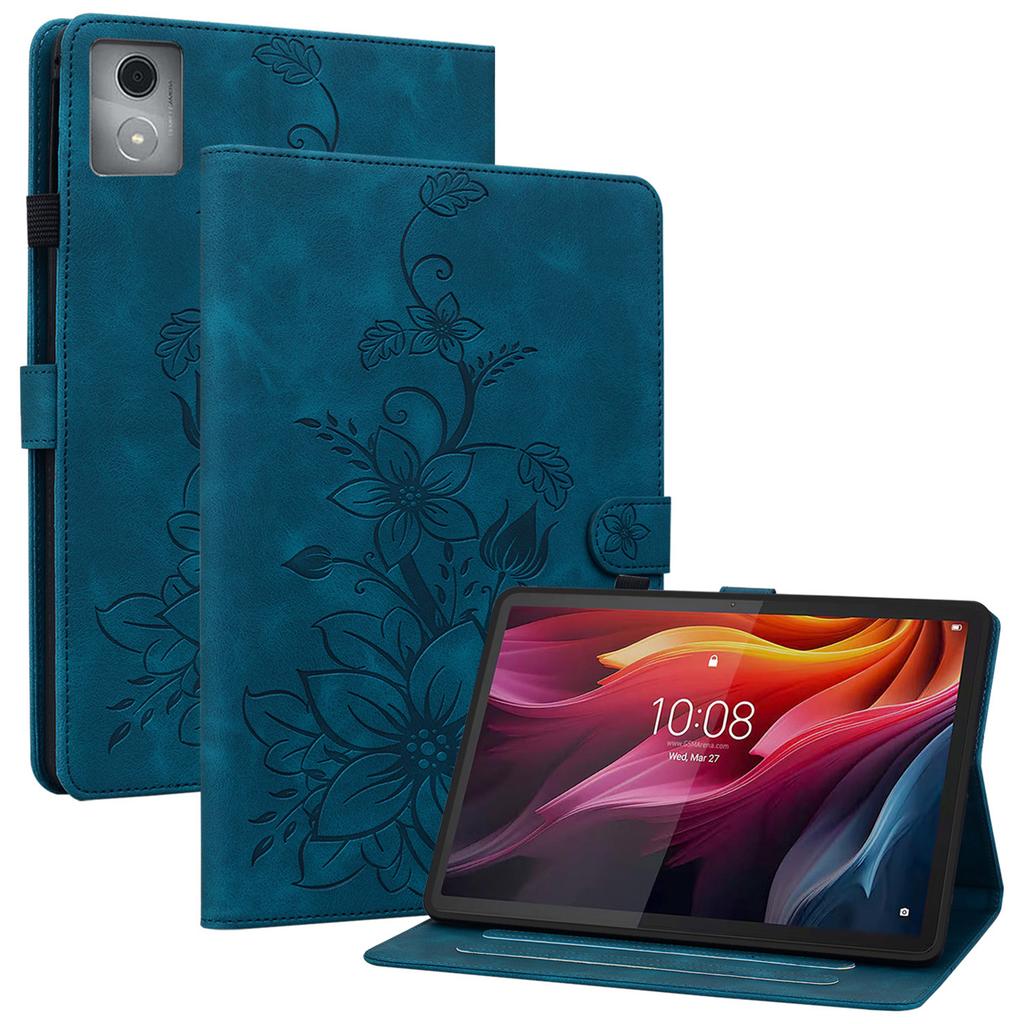 Pro Lenovo Tab K11 Plus Pouzdro Vzorek Lotosového Květu Slot pro Karty Kožený Kryt na Tablet
