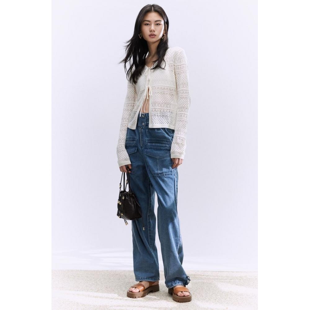 

H M Twill Cargo Pants Denim Blue