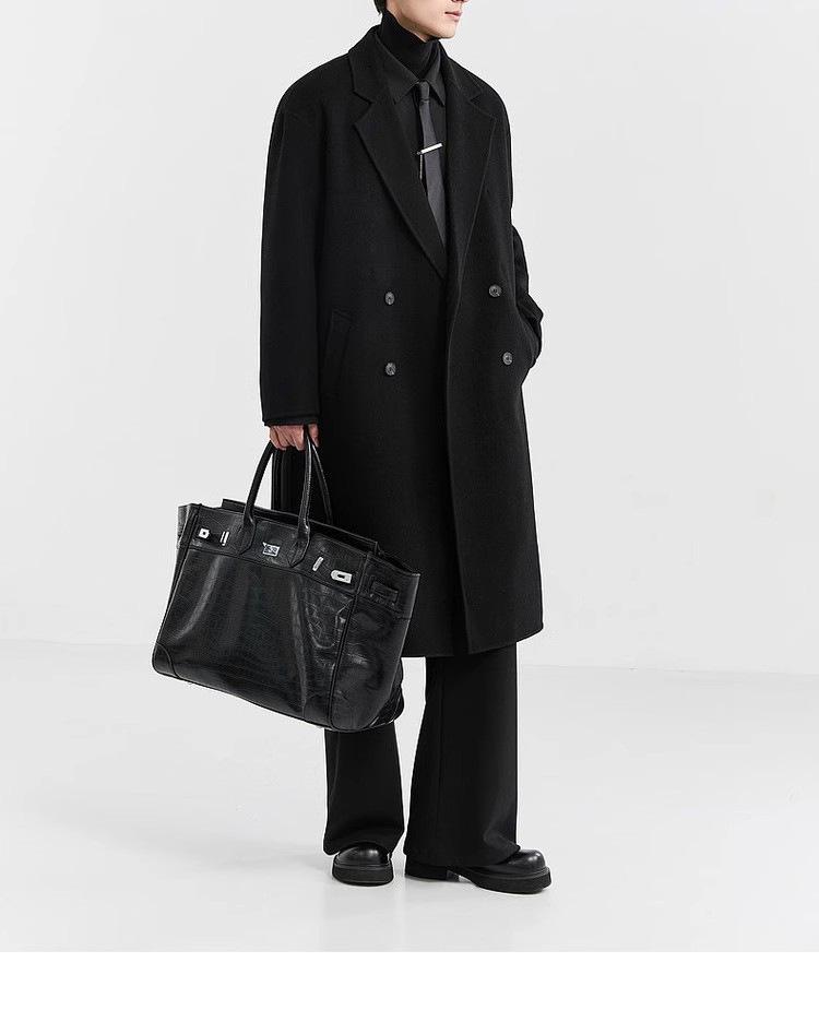 Men's Long Wool/Down Lapel Winter Coat