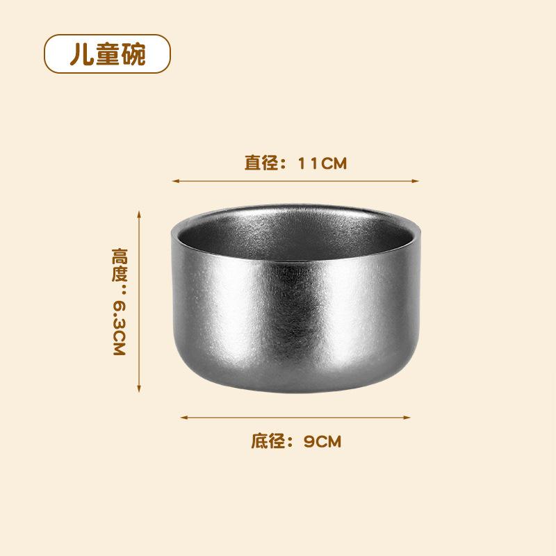 

11cm Pure Titanium Children s Food Bowl,Double-layer,Heat-insulating,Anti-scalding,Crystalline,Anti-drop,Travel Tableware 11cm