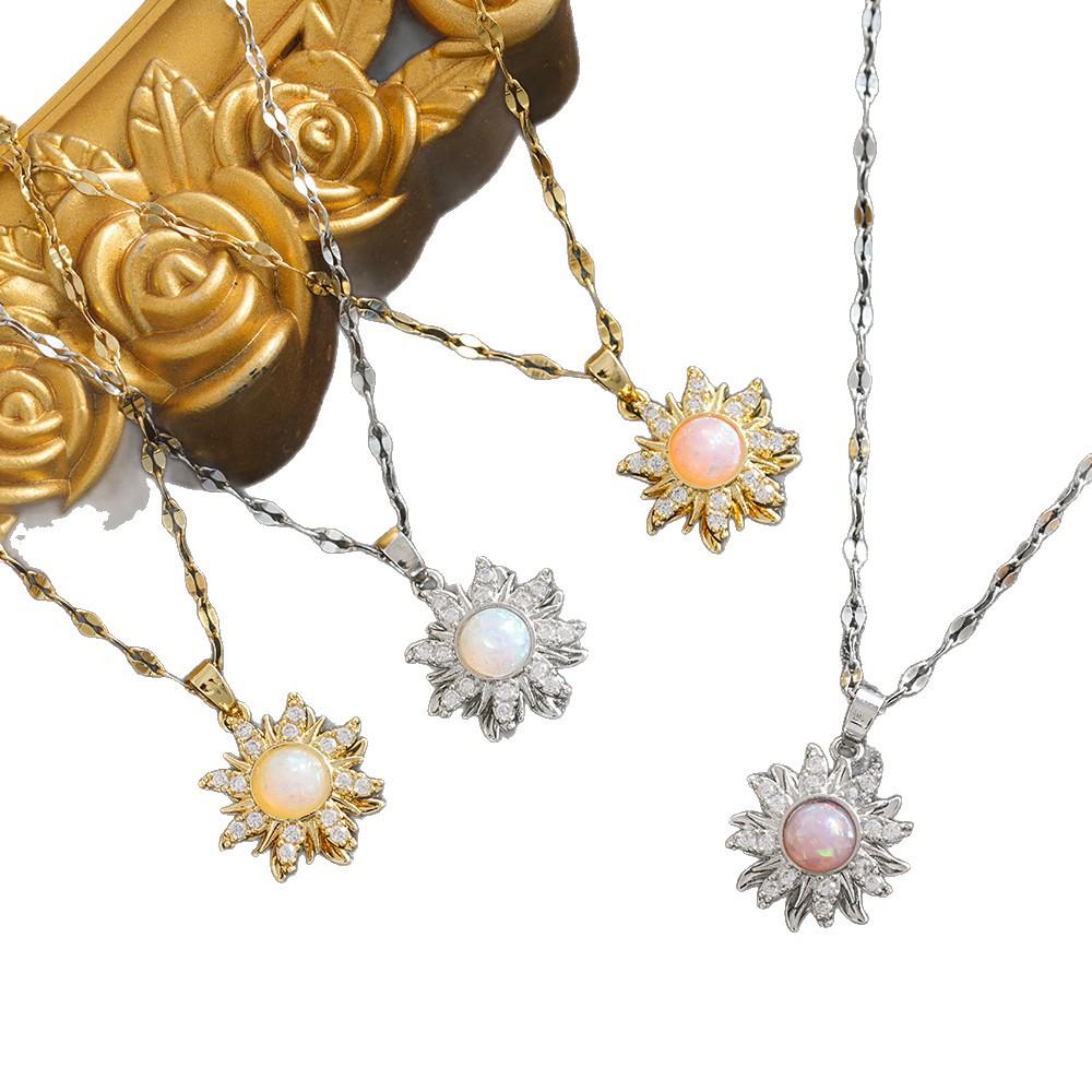 2026 Stylischer drehbarer Sonnenblumen-Anhänger - Exquisites europäisches & amerikanisches Damen-Halsketten mit einem leichten Luxus-Design.