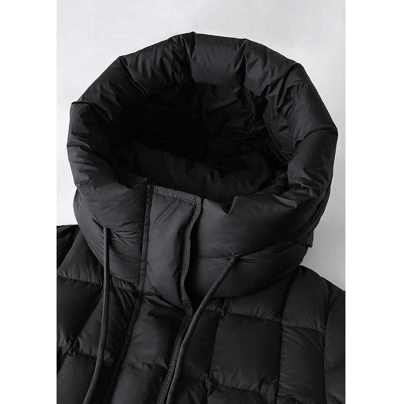 Autumn and winter new hooded black down jacket women's thickened warm white goose down small casual jacket