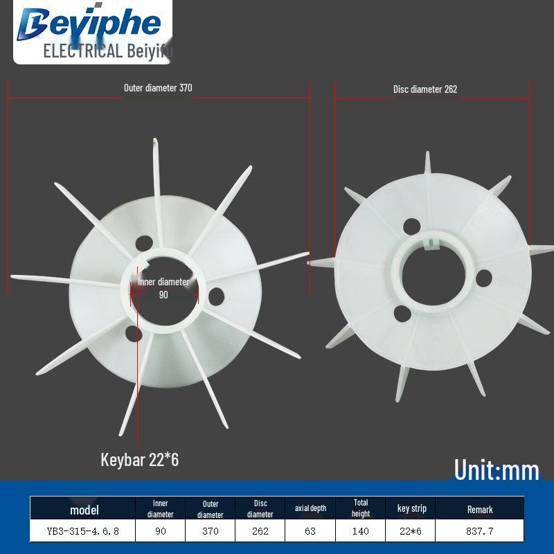 High-Temperature Resistant Y3/YX3 Plastic Cooling Fan Blade 0.55-160KW Energy Saving, New YE3.