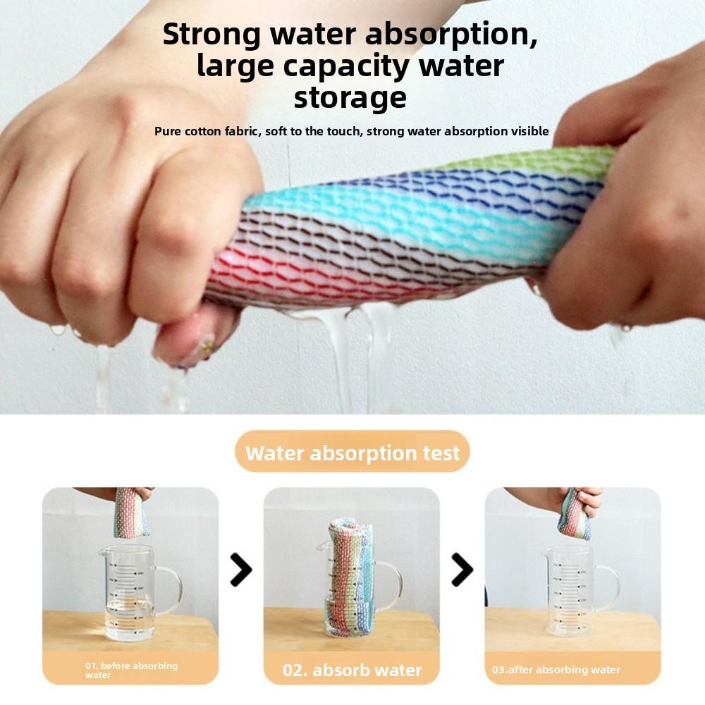 4PCS Soft Kitchen Towels Striped Pattern Scouring Pads Multifunctional Kitchen Rag  Kitchen Cleaning