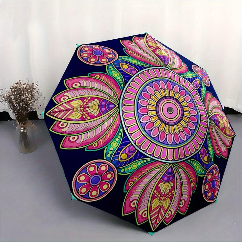 1pc Mandala Artwork Automatic Open/Close Umbrella, Portable Folding umbrella for Everyday Use yy250826037