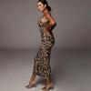 Leopard Print Sleeveless V-Neck Sexy Dress Women Bodycon Midi Dress Spring Fashion Streetwear Party Off Shoulder Elegant Festival Outfits
