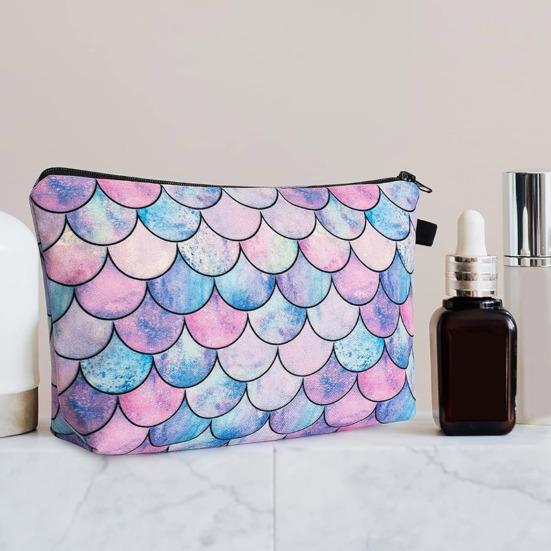 Cosmetic Bag Portable with Zipper Large Capacity Bag Floral Print Compact Travel Makeup Organizer for Cosmetics And Small