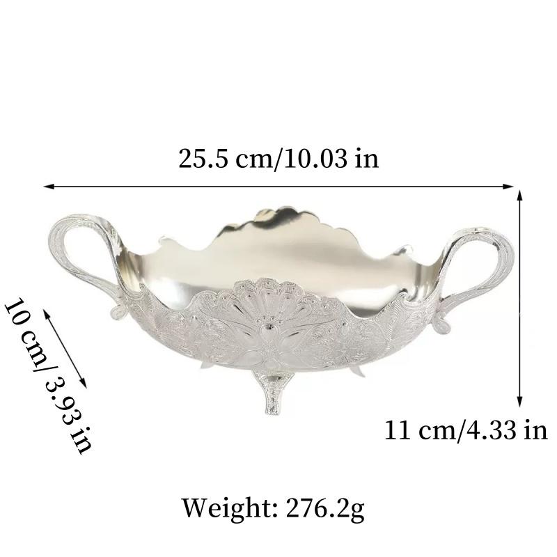 European Fruit Plate, Alloy Household Peacock Pattern Plate, Gold Snack Plate, Candy Plate Home Tabletop Living Room Decoration
