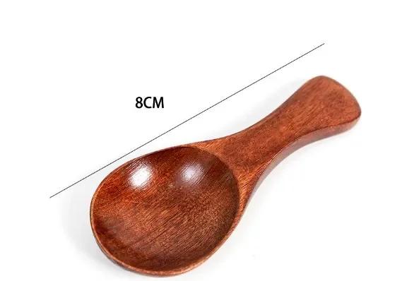 1pc Lotus Wood Nanmu Natural Wooden Spoon  Tea Coffee Condiment Salt Seasoning Sugar Spoon Ice Cream Tea Leaf Roung Scoop 1PC