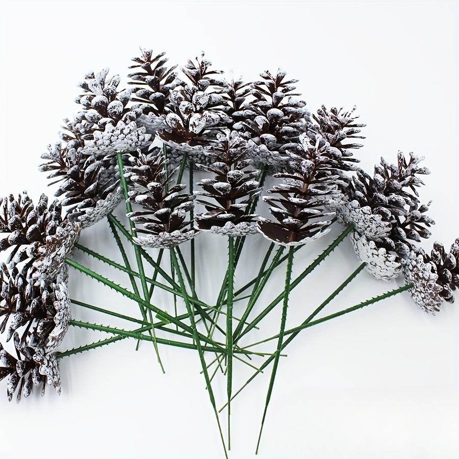 10pcs Christmas DIY Decoration Pine Cone Branches,Brushed White Long Preservation,Suitable for Christmas Tree Decoration Branche