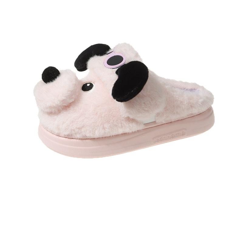 

Мультяшные милые тапочки из хлопка с щенком женские зимние 2025 новые домашние комнатные наступающие на дерьмо плюшевые теплые хлопковые туфли женские 41 розовый