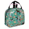 1 Stück DRONENPILOT Isolierte Lunchtasche, Blumen- & Mehrfarbiges Pferde-Design, Wasserdichte Oxford-Stoff Kühlertasche, Handwaschbar Therma