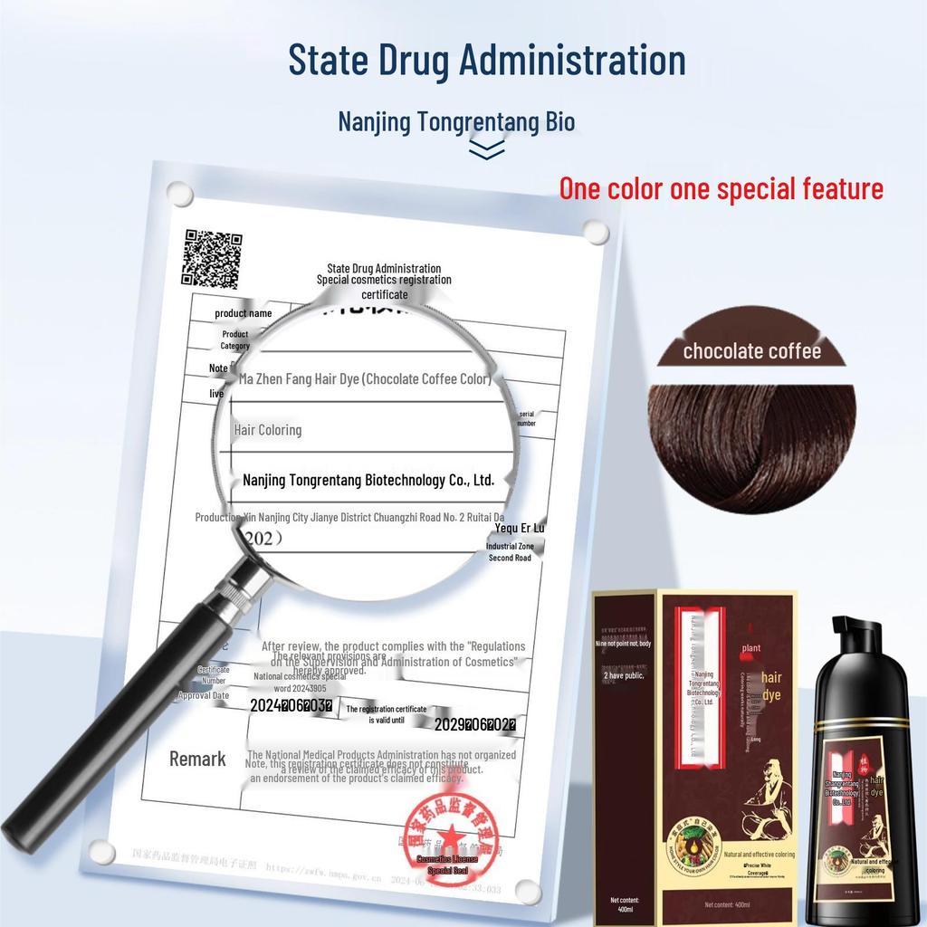 Nanjing Tong Ren Tang Plant-Based Hair Dye: Black Coverage in One Wash, Scalp-Safe, Hair-Friendly