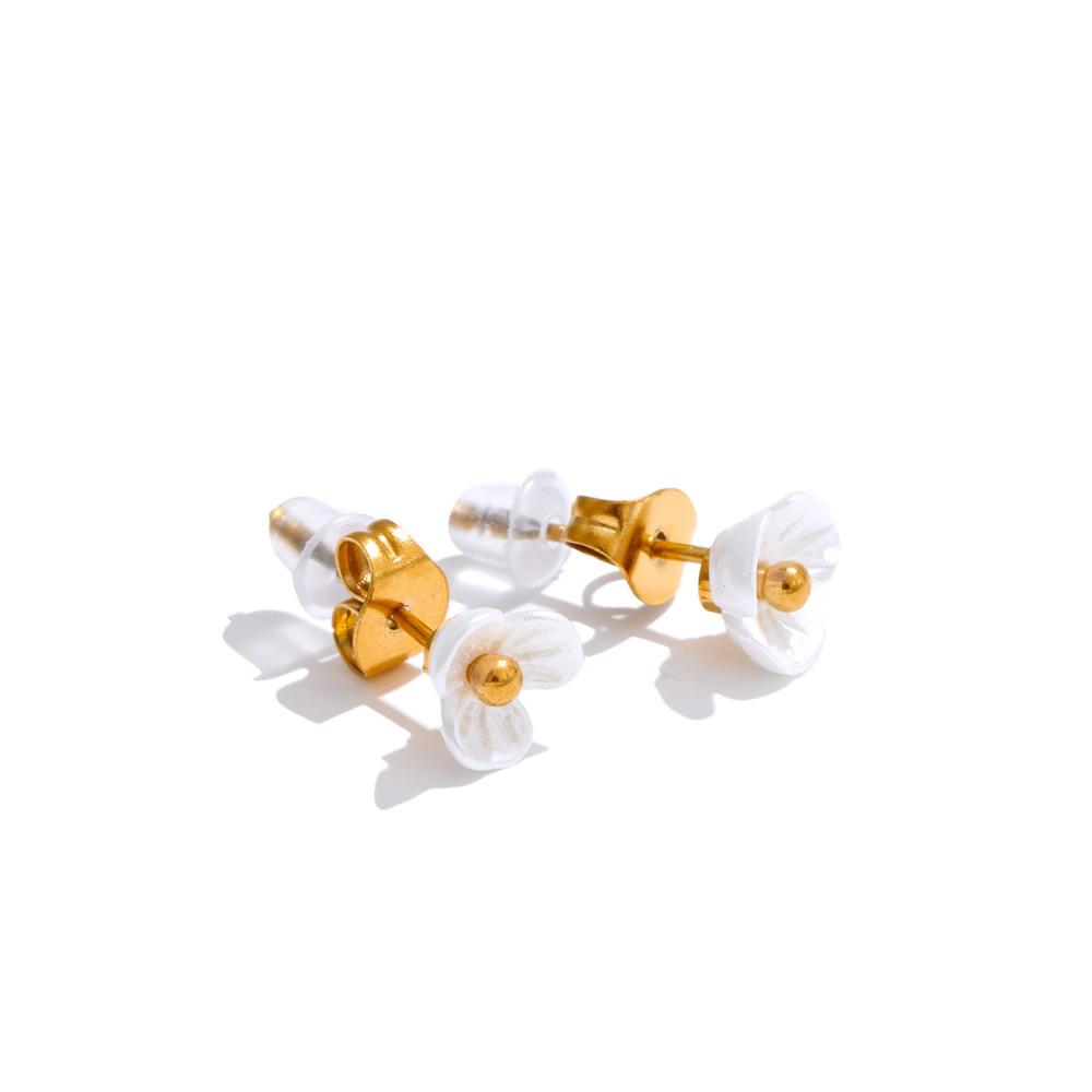 

Yhpup Fairy Resin Flower Sweet Earrings Ring Stainless Steel Waterproof PVD Plated Rust Resistant Summer Fashion Jewelry