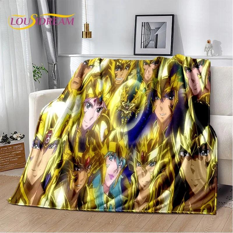Cartoon Saint Seiya 3D Retro Soft Flannel Blanket for Beds Bedroom Sofa Picnic,Throw Blanket for Cover Outdoor Leisure Nap Gift