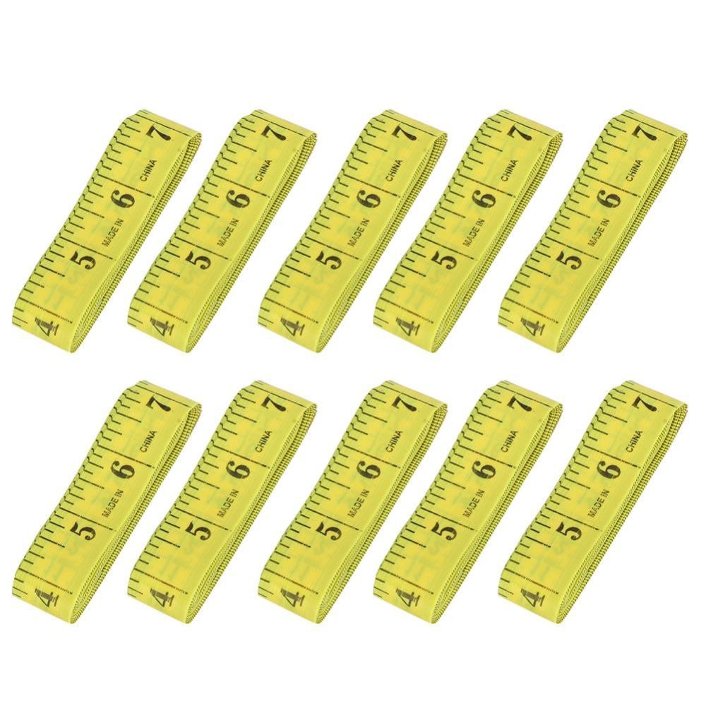 10Pcs Double Scale Soft Tape Measure Yellow Tailor Cloth Ruler For Weight Loss