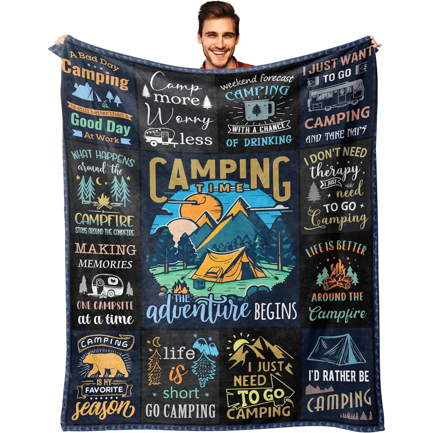

Couple camping gifts, camper gifts, camping essentials, comfortable and warm flannel blankets, the best gift for RV owners 75x90cm