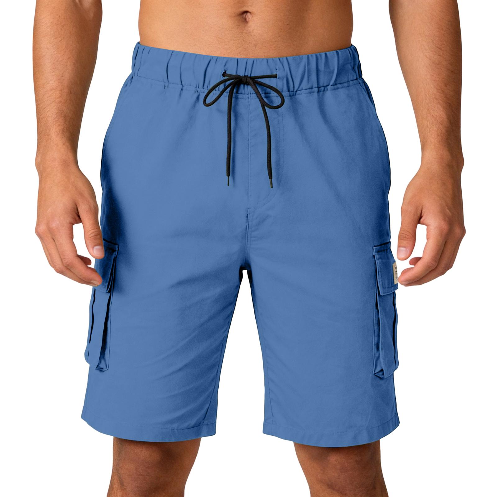 Мужские свободные пляжные шорты/Карго-шорты L синий