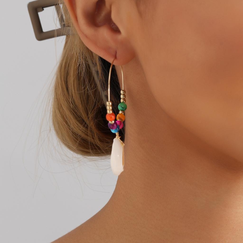 Accessories Bohemian Colorful Beaded Metal Earrings Stylish Simple Personality Shell Pendant Earrings
