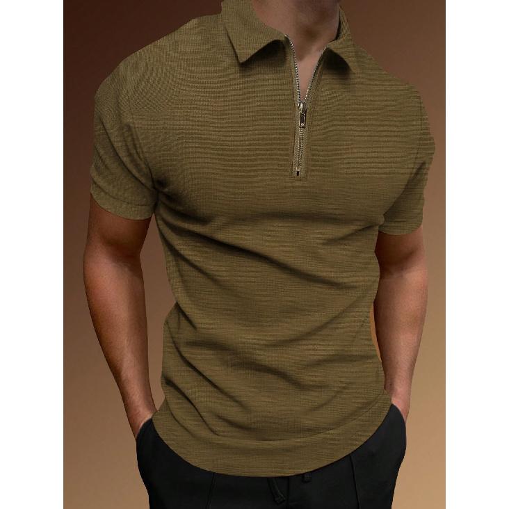 Men'S Summer Sports And Fitness T-Shirt Casual Lapel Short-Sleeved Half-Zip Polo Shirt Man