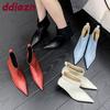 Slip-On Damen Stiefeletten mit Stretch-Ankle, spitze Zehenpartie, Damen Moderne Kurze Stiefel mit Absätzen, Schuhwerk, Damen Pumps Schuhe