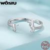 WOSTU Anelli Regolabili in Argento Sterling 925 a Forma di Bassotto Carino per Donne Anello Animale Aperto Originale Gioiello di Famiglia Raffinato Regalo