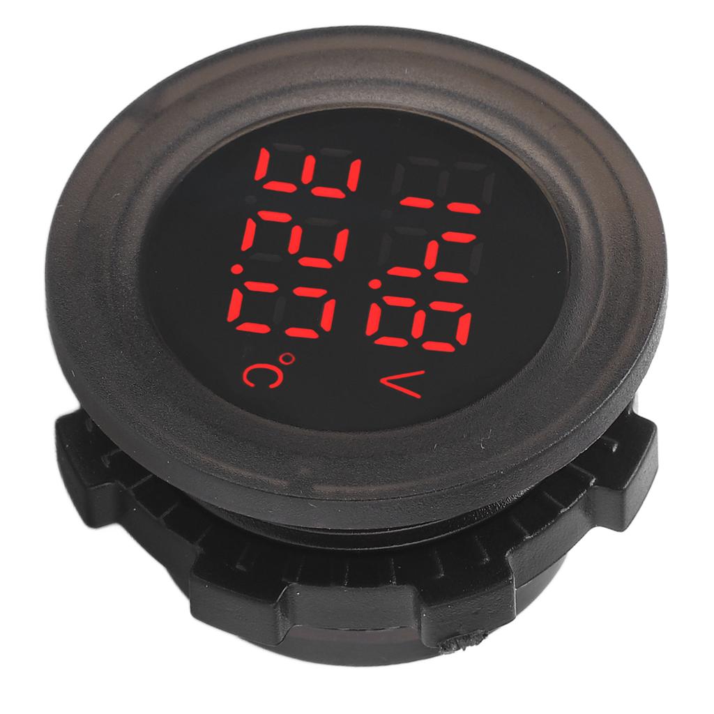 Dual Display Temperature Voltmeter Clear Stable Display Waterproof Simple Installation Car Thermometer Detector