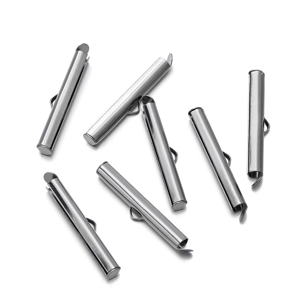 10pcs/lot Fastener Tube Crimp End Caps Slider Clasp Bracelet Buckles for DIY Connectors Loom Jewelry Making Findings Accessories