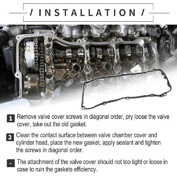 Motoforti Engine Valve Cover Gasket Kit, for BMW E39 E46 E83 E85 2002-2006, Cylinder Head Valve Seal Gasket with Grommet Seal,No.11120030496 Rocker