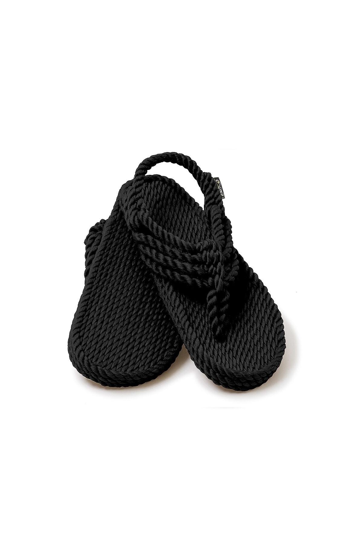 

Женские повседневные сандалии - Черные сандалии Jester с соломенной веревкой