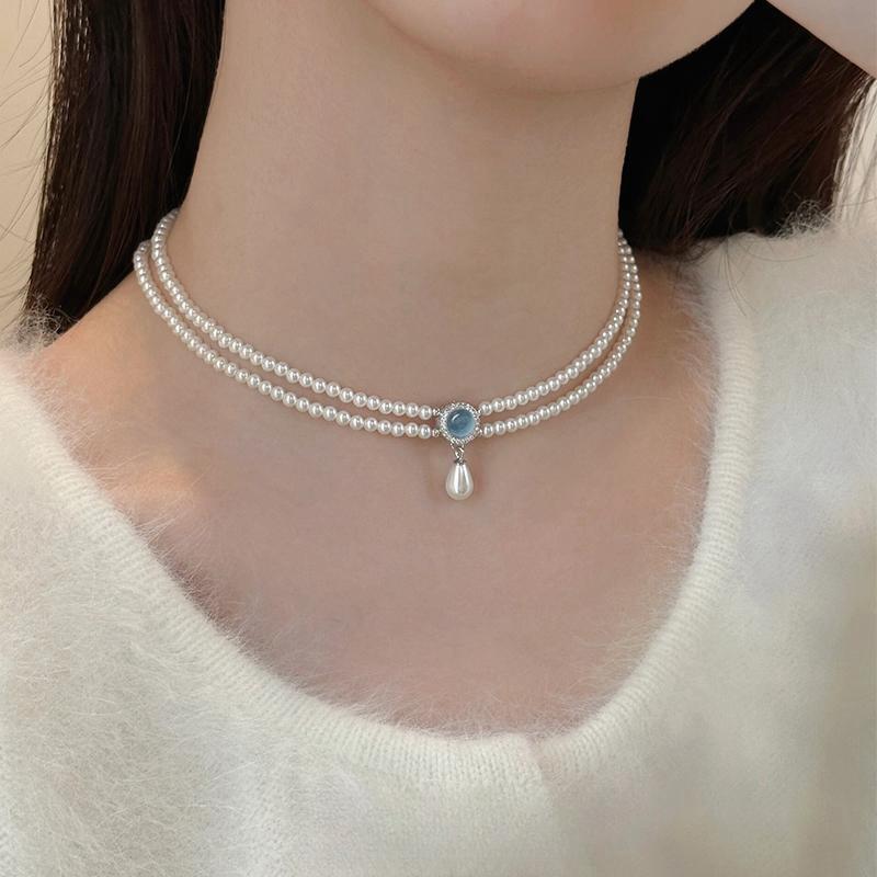 "Princess on the Run Series" Pink Pearl Necklace Women's Light Luxury Niche Design Clavicle Chain Simple and Sweet Necklace
