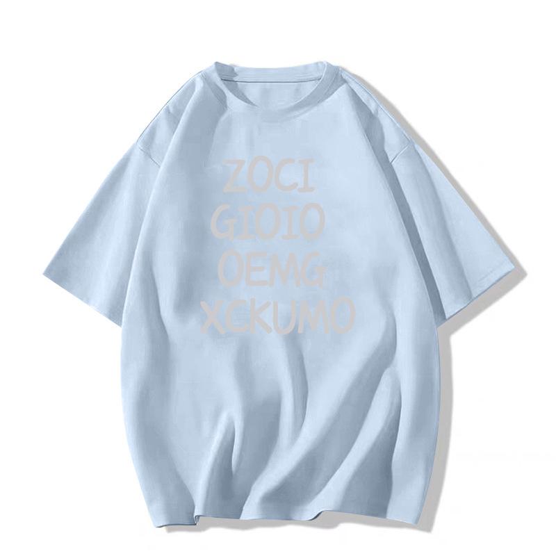2025 Trendy Women's Pure Cotton Short Sleeve T-Shirt: European & American Style, Loose Straight-Shoulder Design