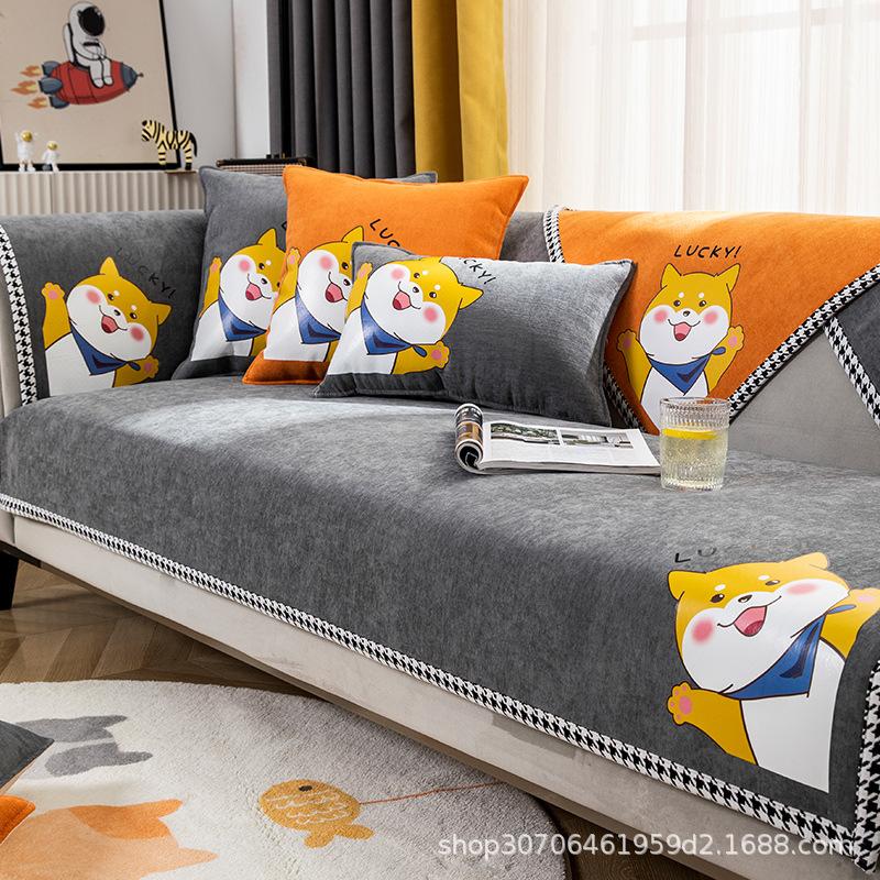 New Sofa Cushion Universal In All Seasons Nordic Simple Non-Slip Chenille Light Luxury Cover Cloth Seat Cushion