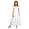 Girls Elegant Chiffon Party Dress Off the Shoulder Spaghetti Strap Adjustable A-Line Floor Length Gown