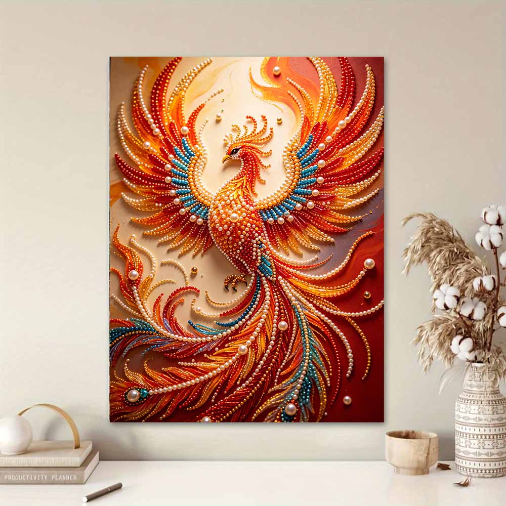 5D DIY Pearl Diamond Painting Kit Mythical Phoenix Full Drill Embroidery Mosaic Art Home Wall Decor Gift
