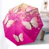 1PC Butterfly Pink Umbrella-8-Rib Reinforced Portable Folding Travel Suitable for All Seasons Outdoor Daily , Fun Design-Z0404