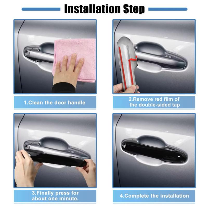 For Toyota RAV4 2024 2025 Car Exterior Door Handle Cover Sticker Moulding Trim Set WITH 2 Smart Button