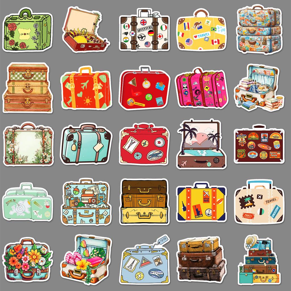 50 Retro Suitcase Graffiti Stickers Personalized Creative Decoration Mobile Suitcase Water Cup Waterproof Stickers