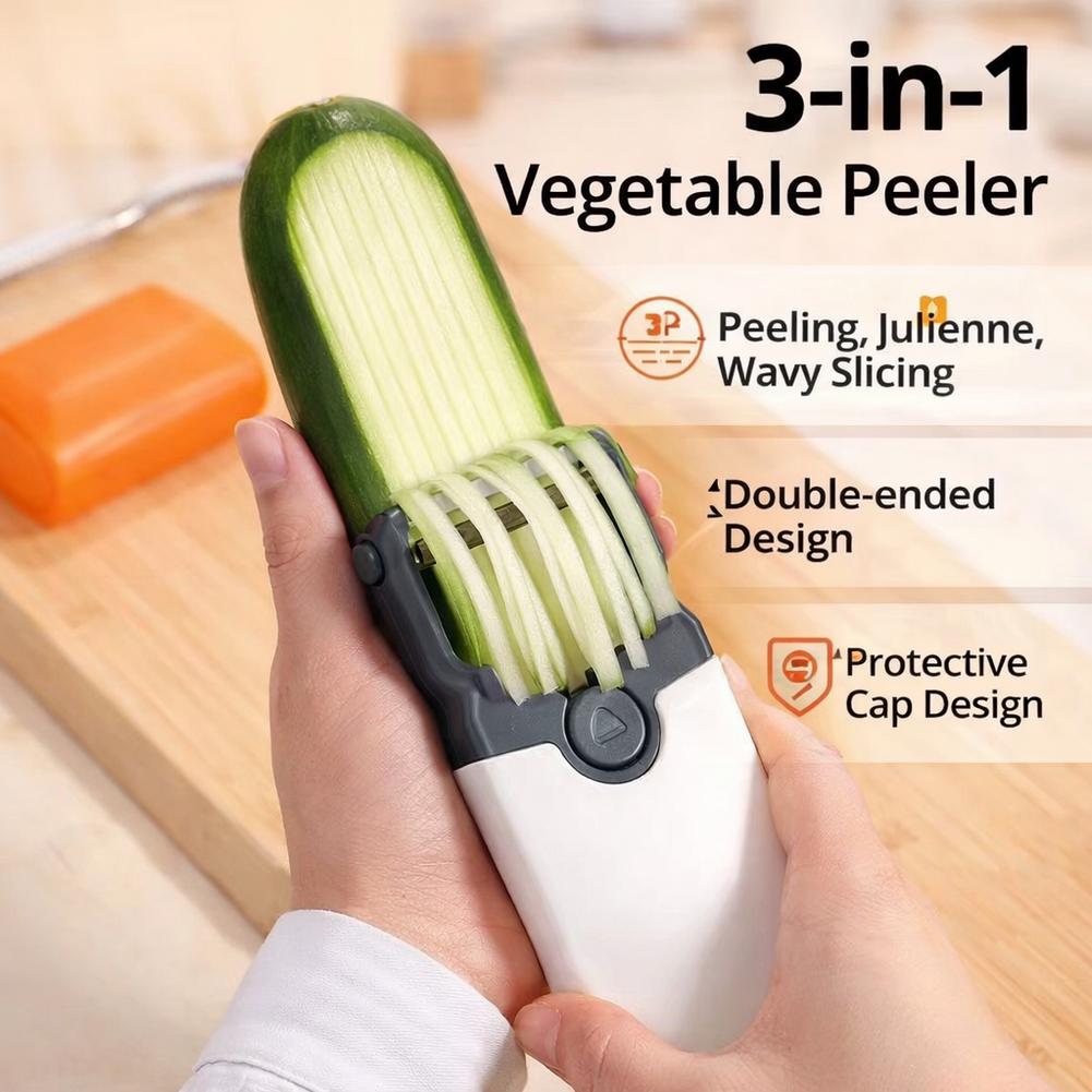 3-in-1 Multifunctional Vegetable Peeler Fruit Peeler Julienne Crinkle Cutter for Potato Carrot No-Exposed Wavy Slicer for Potato7