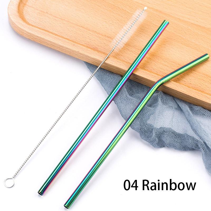 

FAIS DU 304 Stainless Steel Straws Reusable Straight Bent Metal Drinking Straw With Cleaner Brush Set Party Bar Accessory