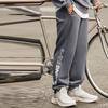 Li Ning Sports Lifestyle Series Letter Mid Waist Fleece Cuffed Knitted Sweatpants Men Bottoms Smoke-Gray AKLTB11-8