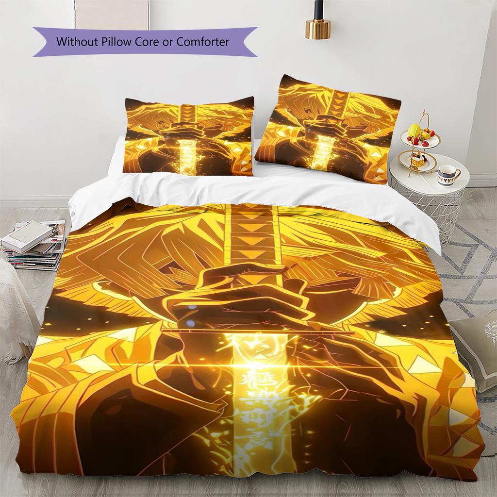 Conjunto de Colcha com Padrão de Desenho Animado Capa de Colcha Fronha Decoração de Casa Presente de Aniversário (1 capa de edredom + 2 fronhas, sem enchimento.)