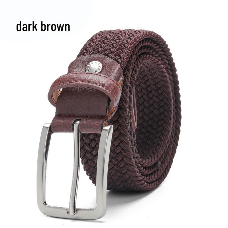 Stylish Men's and Women's Elastic Woven Belt with Pin Buckle