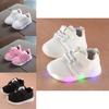 Kids White Led Shoes Soft Mesh Upper Cushioned Footbed Anti-skid Sole