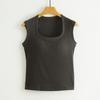 German Velvet Thermal Underwear with Chest Pads: Wide Shoulders, Slimming Fit, Trapezoidal Collar, Sleeveless Vest.