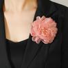 Elegant Silk Yarn Crystal Flower Brooch Three-dimensional High-end Retro Pin Evening Temperament Dress Corsage Woman
