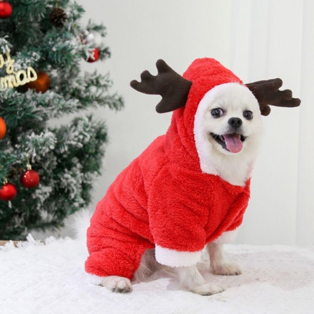Cartoon Christmas Dog Costume Warm Pet Cosplay Clothes Pet Supplies Cat Jumpsuits  Winter