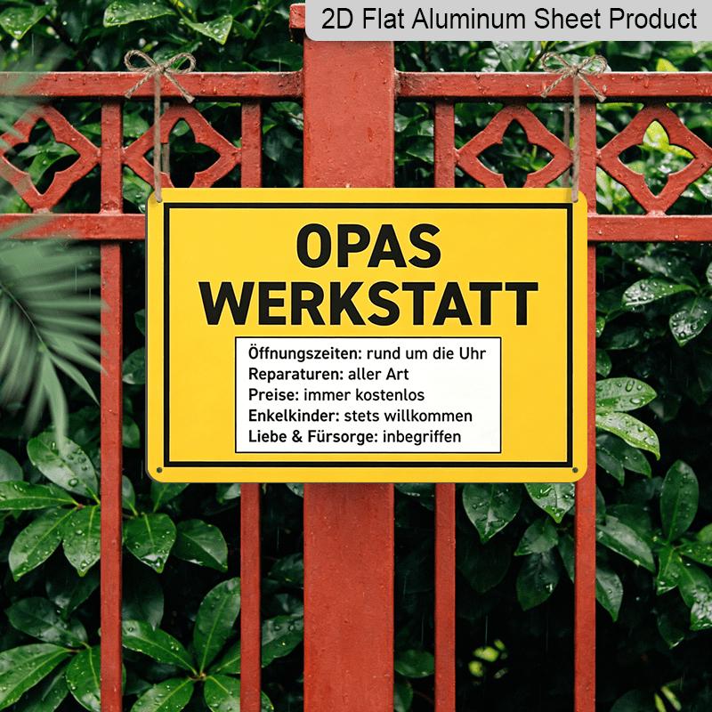 2D Flat, 1pc Vintage Metal Sign Opas Werkstatt (Grandpa'S Workshop) - Retro German Wall Decor, Multifunctional Craftsman Gift for Father'S Day and